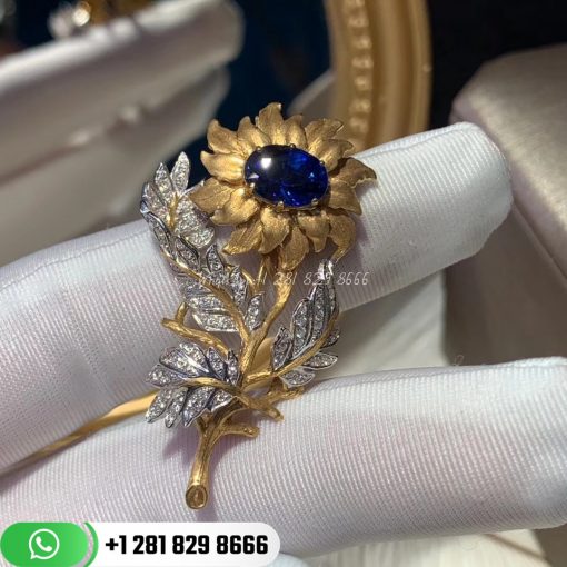 Buccellati Brooch Classical Sunflower Shape and Sapphire |