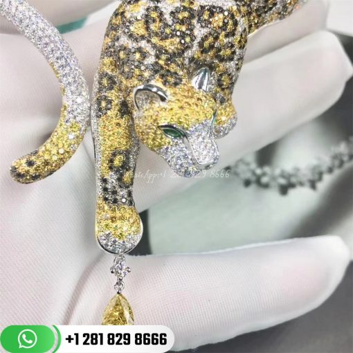 Panthère de Cartier High Jewelry Necklace of Yellow Diamond Onyx Emerald