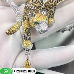 Panthère de Cartier High Jewelry Necklace of Yellow Diamond Onyx Emerald