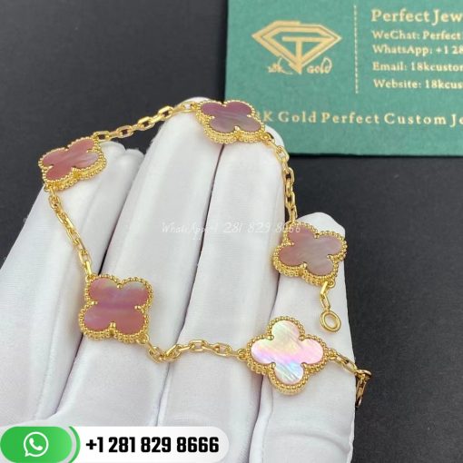 van-cleef-arpels-vintage-alhambra-bracelet-5-motifs-yellow-gold-pink-mother-of-pearl-valentines-day-commemorative-edition