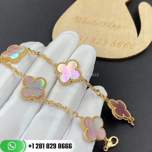 van-cleef-arpels-vintage-alhambra-bracelet-5-motifs-yellow-gold-pink-mother-of-pearl-valentines-day-commemorative-edition