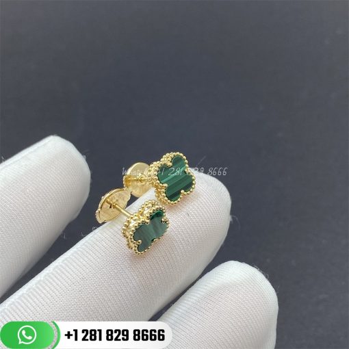 Van Cleef Arpels Sweet Alhambra Earstuds Yellow Gold Malachite