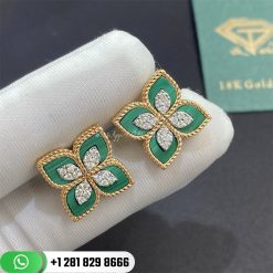 Roberto Coin Princess Flower Earrings in 18kt Rose Gold with Malachite and Diamonds - ADV888EA1837_01