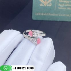 Marli Cleo Diamond Slim Ring White Gold Diamond Slim Wrap Ring CLEO-R1-Pink Coral