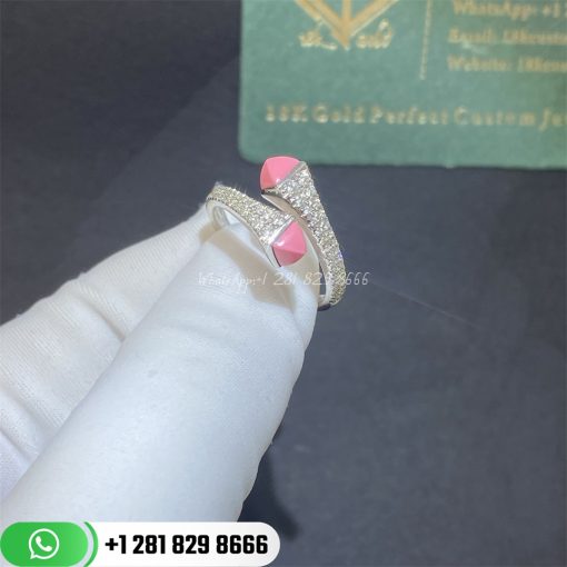 Marli Cleo Diamond Slim Ring White Gold Diamond Slim Wrap Ring CLEO-R1-Pink Coral