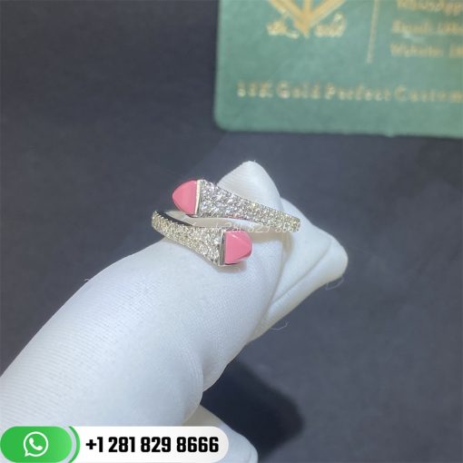 Marli Cleo Diamond Slim Ring White Gold Diamond Slim Wrap Ring CLEO-R1-Pink Coral