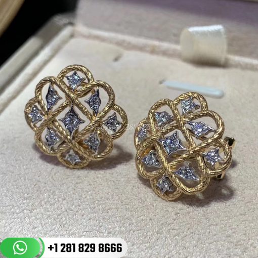 Buccellati Etoilee 18k Yellow and White Gold Diamond Button Earrings