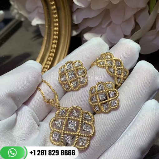 Buccellati Etoilee 18k Yellow and White Gold Diamond Button Earrings