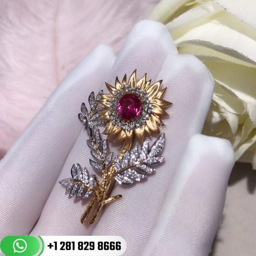 buccellati-brooch-classical-sunflower-shape-and-ruby-