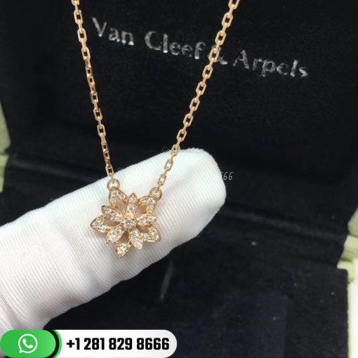 Van Cleef Arpels Lotus Openwork Pendant Mini Model Yellow Gold - VCARP0ZW00