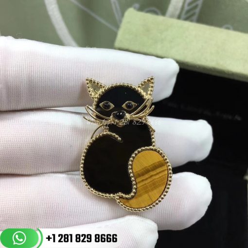 Van Cleef Arpels Clip Lucky Animals Chat Or jaune, Onyx, Œil De Tigre VCARP2AW00