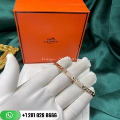 Hermes Kelly Gourmette Bracelet SH 18K Rose Gold Diamond PM