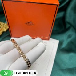 Hermes Kelly Gourmette Bracelet SH 18K Rose Gold Diamond PM