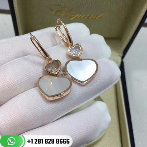 Chopard Happy Hearts Earrings, Ethical Rose Gold, Diamonds, Mother-of-pearl