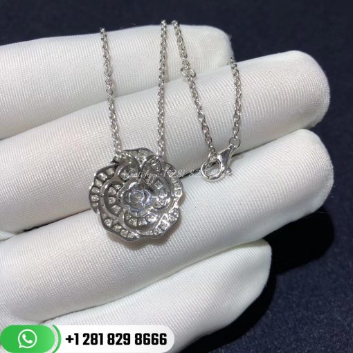 Chanel Bouton De CamÉlia Necklace 18k White Gold Diamonds J11177