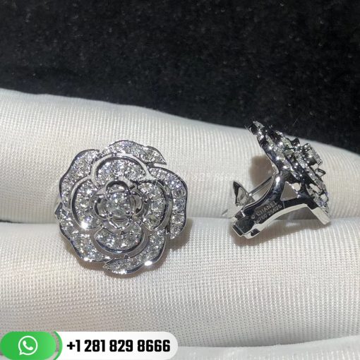 Chanel Bouton De CamÉlia Earrings 18k White Gold, Diamonds