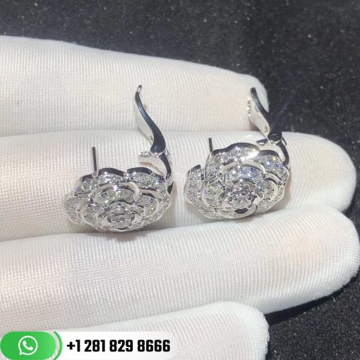 Chanel Bouton De CamÉlia Earrings 18k White Gold, Diamonds