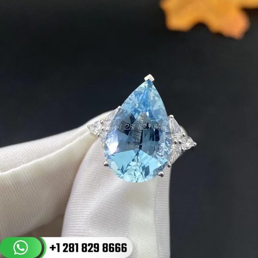 Water Drop Aquamarine Design Ring 8ct