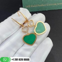 Chopard Happy Hearts Earrings, Ethical Rose Gold, Diamonds, Green Agate 837482-5011