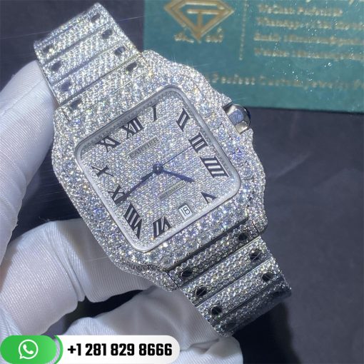 Cartier Santos De Cartier Steel Diamond Dial Custom PavÉ Diamond Set