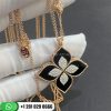 Roberto Coin Princess Flower Pendant in 18k Gold with Black Jade and Diamonds Large Version