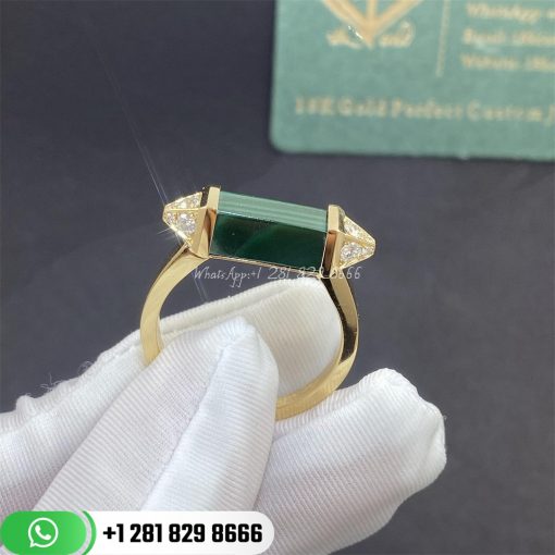 Les Berlingots De Cartier Ring, 18k Yellow Gold, Malachite - B4235500