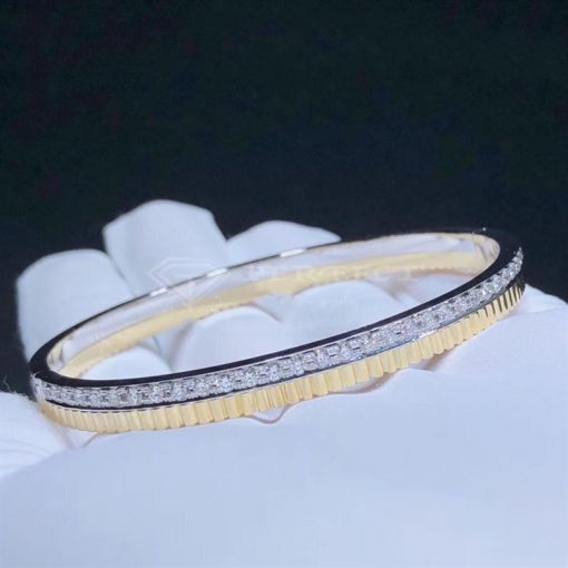 Boucheron Quatre Radiant Edition 18ct White and Yellow-gold Diamond Bangle Bracelet