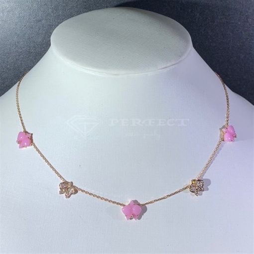 Cartier Caresse d'Orchidées par Cartier Pink Chalcedony 18K Rose Gold Ncklace