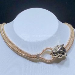 Cartier Yellow Gold Panthere Head Mesh Chain Necklace