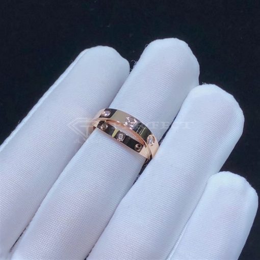 Cartier Love Diamond Pink Sapphire Rose Gold Band Ring