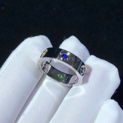 Cartier Love Colored Gemstones and White Gold Band Ring