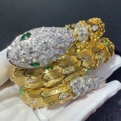 Bulgari Diamond Emerald Gold Serpenti Bracelet