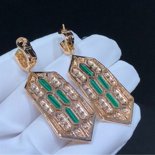 Bvlgari Serpenti Earrings Rose Gold & Malachite