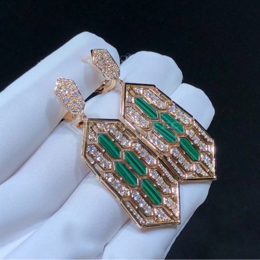 Bvlgari Serpenti Earrings Rose Gold & Malachite