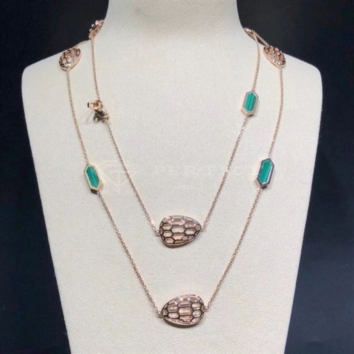 Bvlgari Rose Gold & Malachite Serpenti Sautoir Necklace