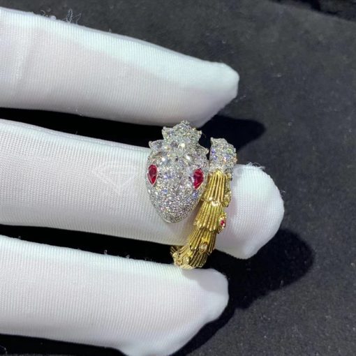 Bulgari Diamond Ruby Gold Serpenti Ring