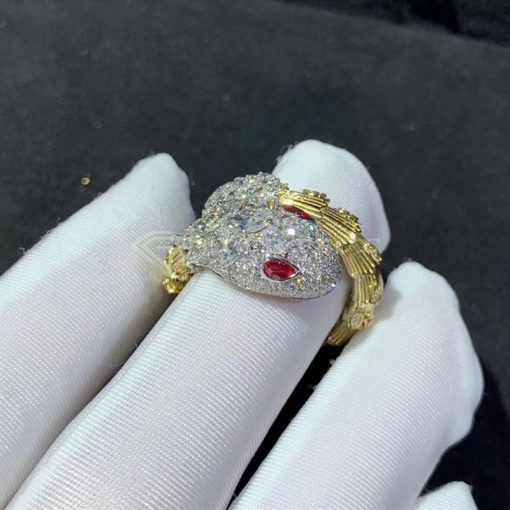 Bulgari Diamond Ruby Gold Serpenti Ring