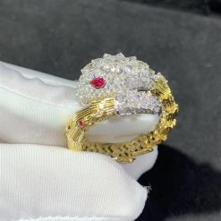 Bulgari Diamond Ruby Gold Serpenti Ring