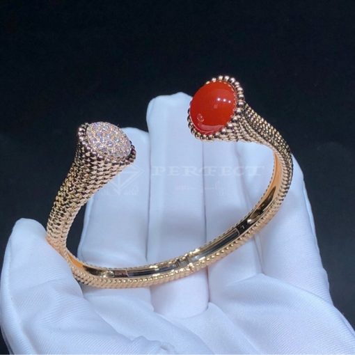 Van Cleef Arpels Perlee Couleurs Bracelet Rose Gold Carnelian Diamond Vcarp27400 (8)