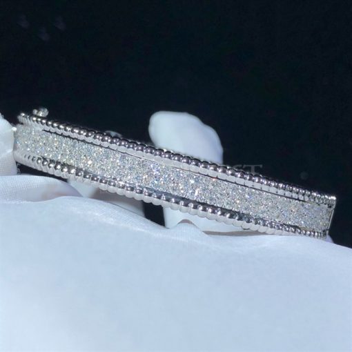 Van Cleef Arpels Perlée Diamonds Bracelet, 3 Rows Diamond White Gold VCARP5E700