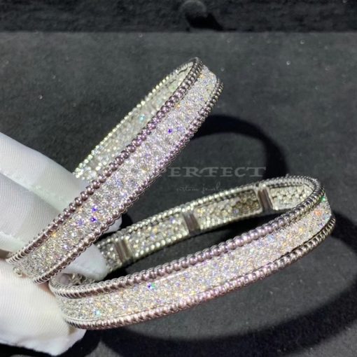 Van Cleef Arpels Perlée Diamonds Bracelet, 3 Rows Diamond White Gold VCARP5E700