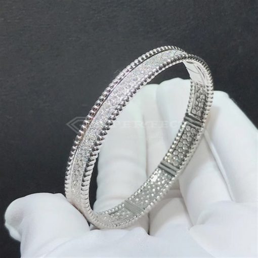 Van Cleef Arpels Perlée Diamonds Bracelet, 3 Rows Diamond White Gold VCARP5E700