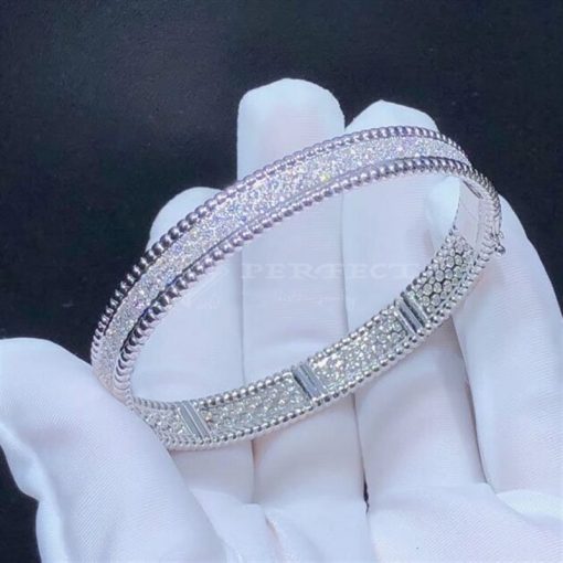 Van Cleef Arpels Perlée Diamonds Bracelet, 3 Rows Diamond White Gold VCARP5E700