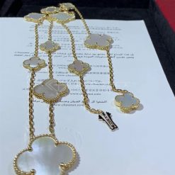 Van Cleef Arpels Magic Alhambra Long Necklace, 11 Motifs Yellow Gold, Mother-of-pearl VCARD79500