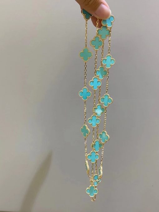 Van Cleef Arpels Vintage Alhambra Long Necklace with 20 Turquoise