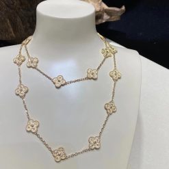 Van Cleef Arpels Vintage Alhambra Long Necklace, 20 Motifs Yellow Gold VCARO1IC00