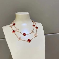 Van Cleef Arpels Vintage Alhambra Long Necklace, 20 Motifs Carnelian VCARO5L800