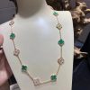 Van Cleef Arpels Vintage Alhambra Long Necklace, 20 Motifs Yellow gold, Diamond, Malachite VCARO7GP00