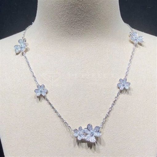 Van Cleef Arpels Frivole Necklace, 9 Flowers White Gold, Diamond VCARN25400