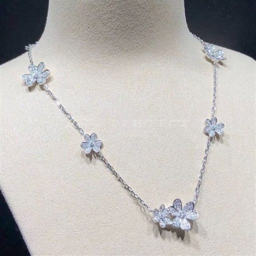 Van Cleef Arpels Frivole Necklace, 9 Flowers White Gold, Diamond VCARN25400